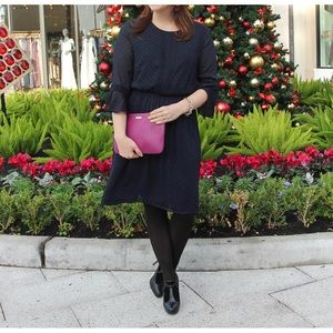 NWT BANANA REPUBLIC 3/4 Ruffle Sleeve Dress   Navy blue size 4